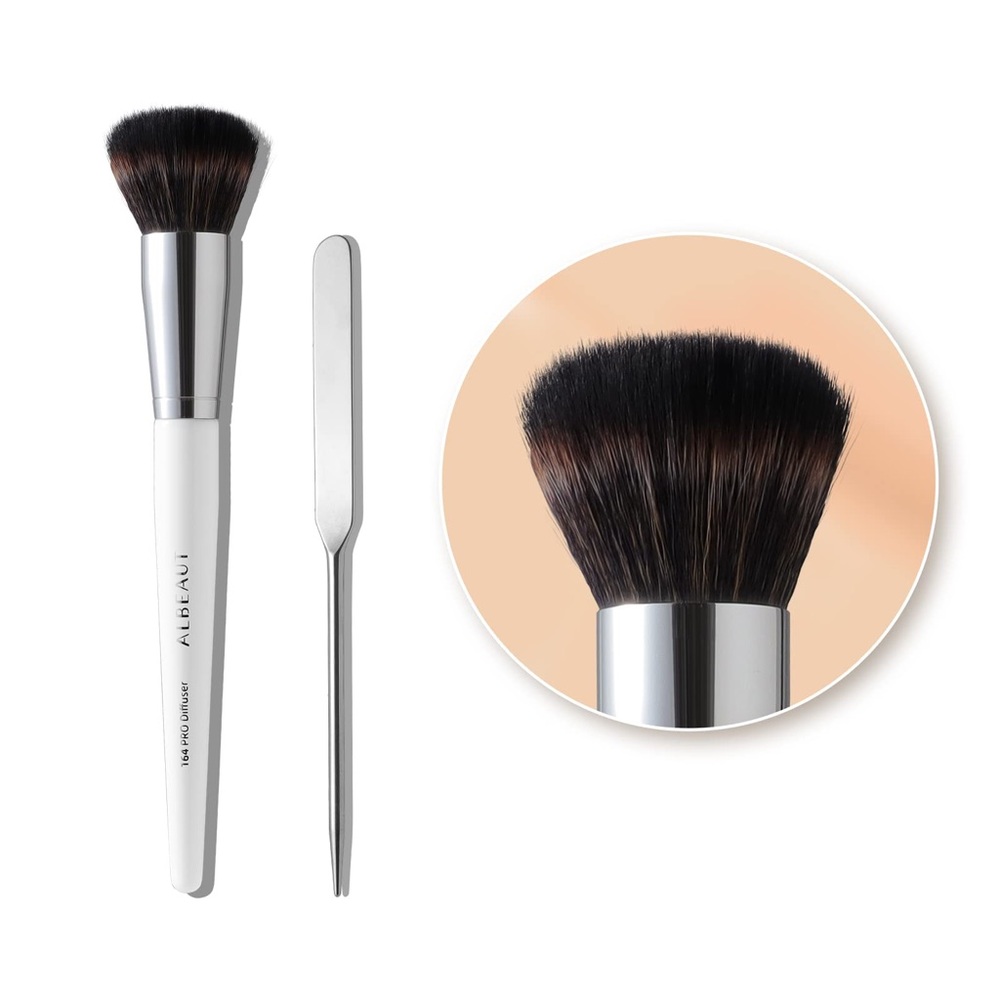 Kabuki Brush w/ Spatula for Foundation Primer Bronzer Mineral Vegan Curelty Free - Picture 2 of 8
